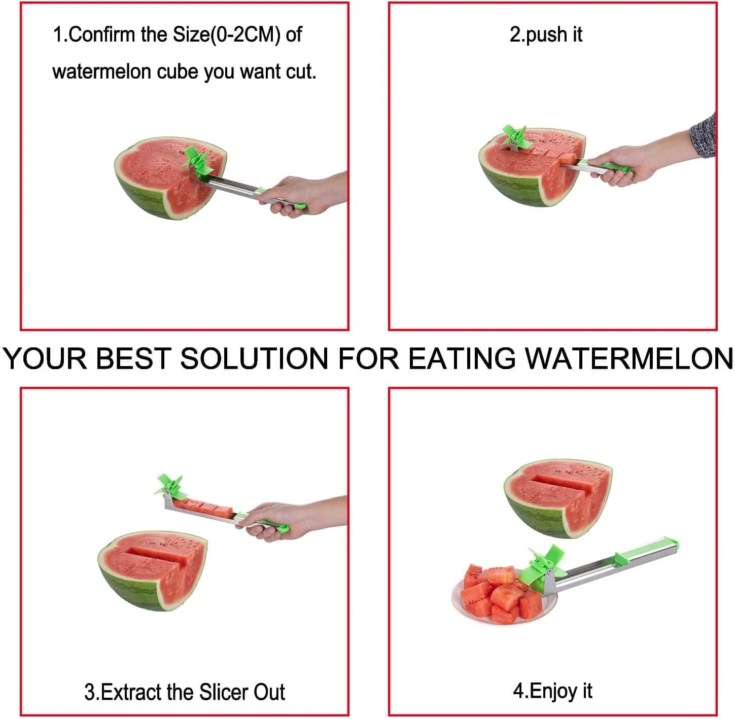 Watermelon Windmill Cutter Slicer Stainless Steel Shape Fruit Tools Quickly Cut Tool Kitchen Gadgets with Melon Scoop – Durable Stainless Steel Construction for Simple Storage and Daily Tasks