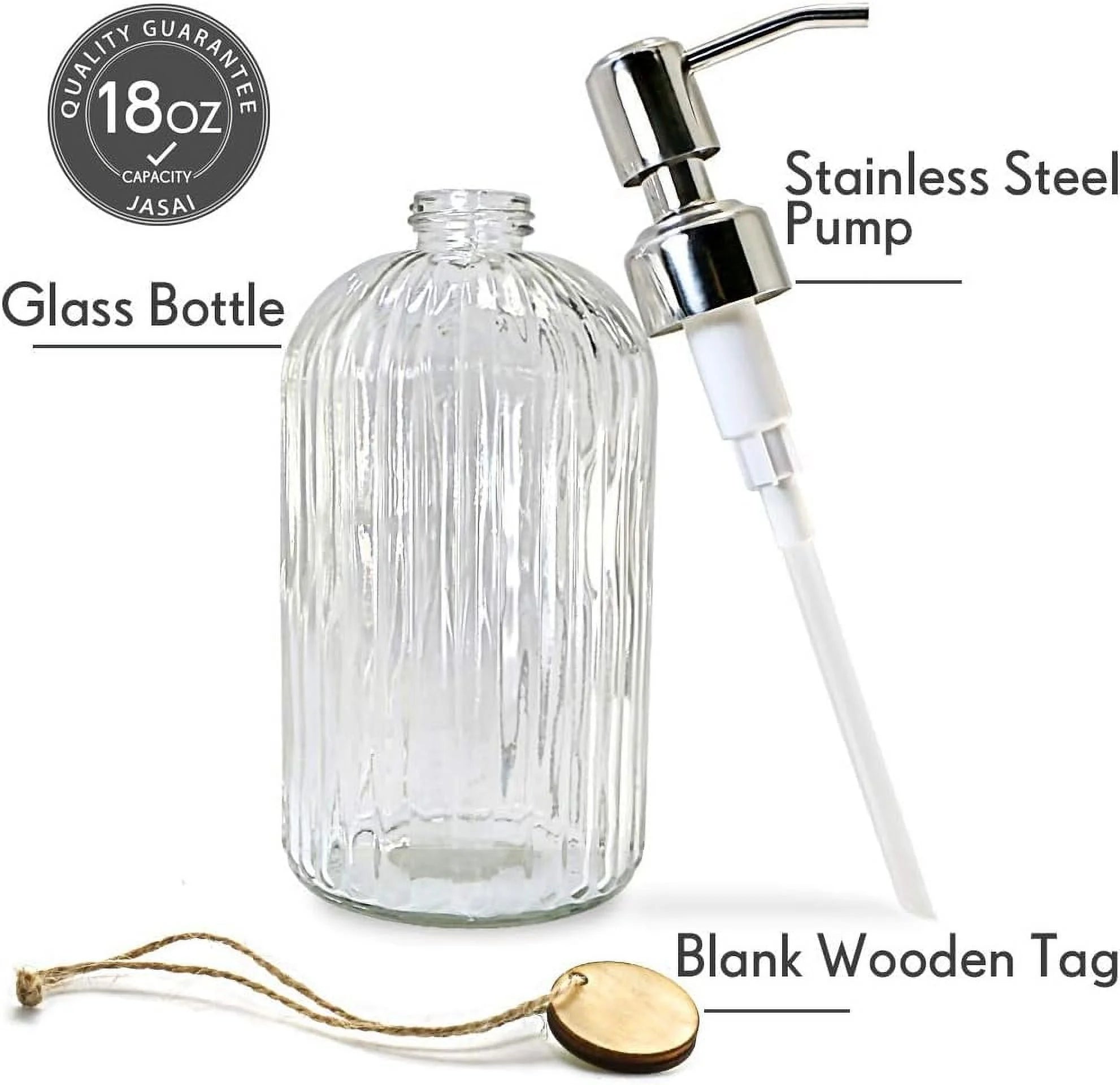 18 Oz Clear Glass Soap Dispenser with Rust-resistant Stainless Steel Pump Refillable Liquid Hand soap Dispenser for Bathroom Well-crafted Kitchen Soap Dispenser – Clear-View Organization for Simple Storage and Daily Tasks