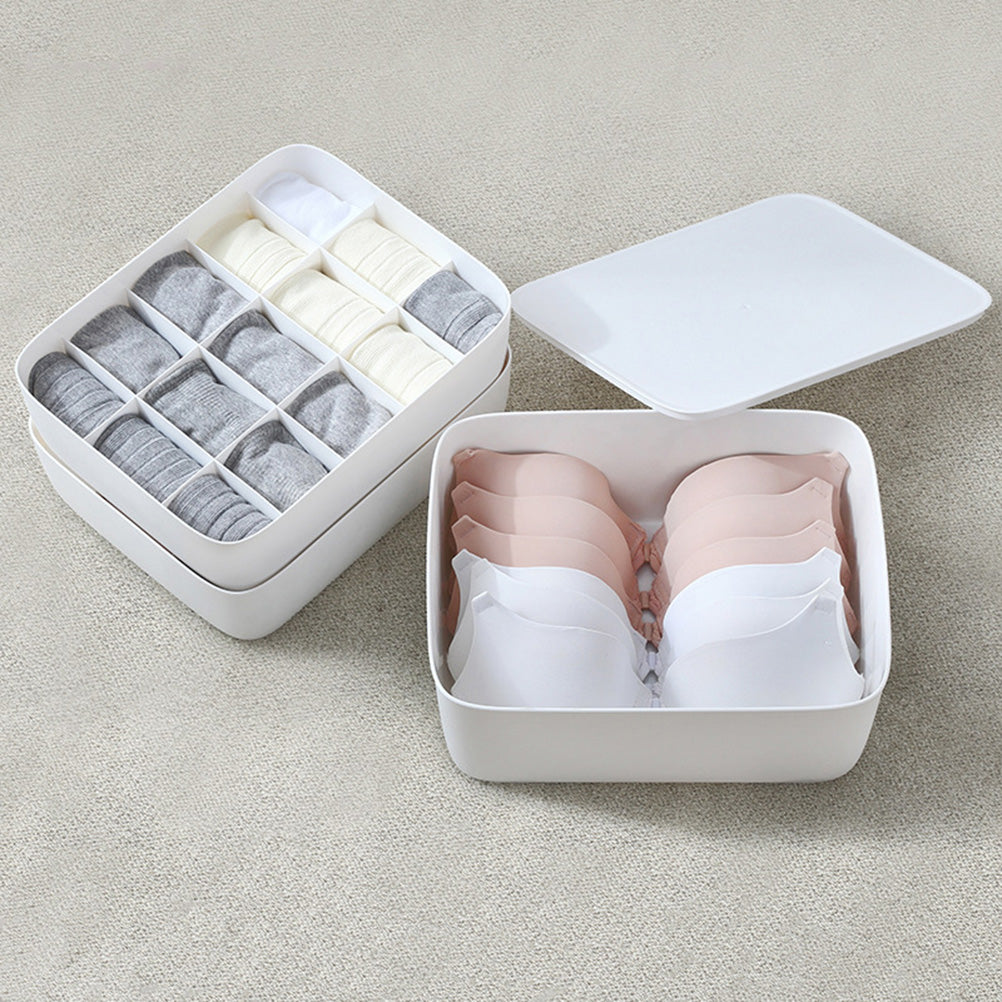 3pcs Underwear Storage Box Plastic Storage Basket Stackable Storage Container with 15-Compartment Divider for Bra Panties Socks(White) – Everyday Household Format for Simple Storage and Daily Tasks