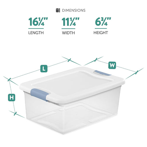 15 Qt Latching Storage Box Stackable Bin with Latch Lid Plastic Container to Organize Closet Shelf Clear with White Lid 12-Pack – Everyday Household Format for Simple Storage and Daily Tasks