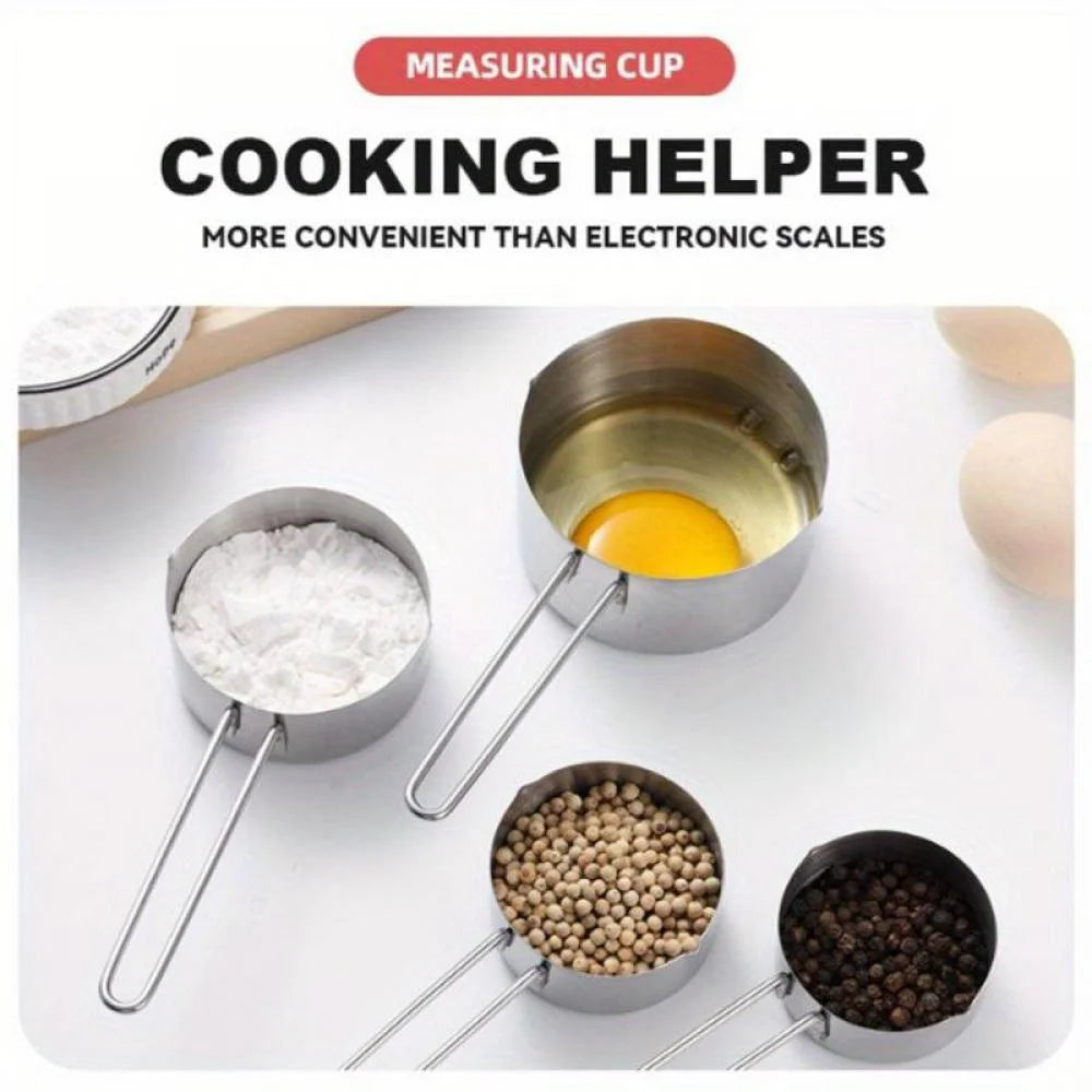 Stainless Steel Measuring Spoons and Measuring Cups Kitchen Tools for Drying and Liquid Ingredients Cooking and Baking Categories Measuring Spoons Measuring Cups Scale Bowls – Durable Stainless Steel Construction for Simple Storage and Daily Tasks
