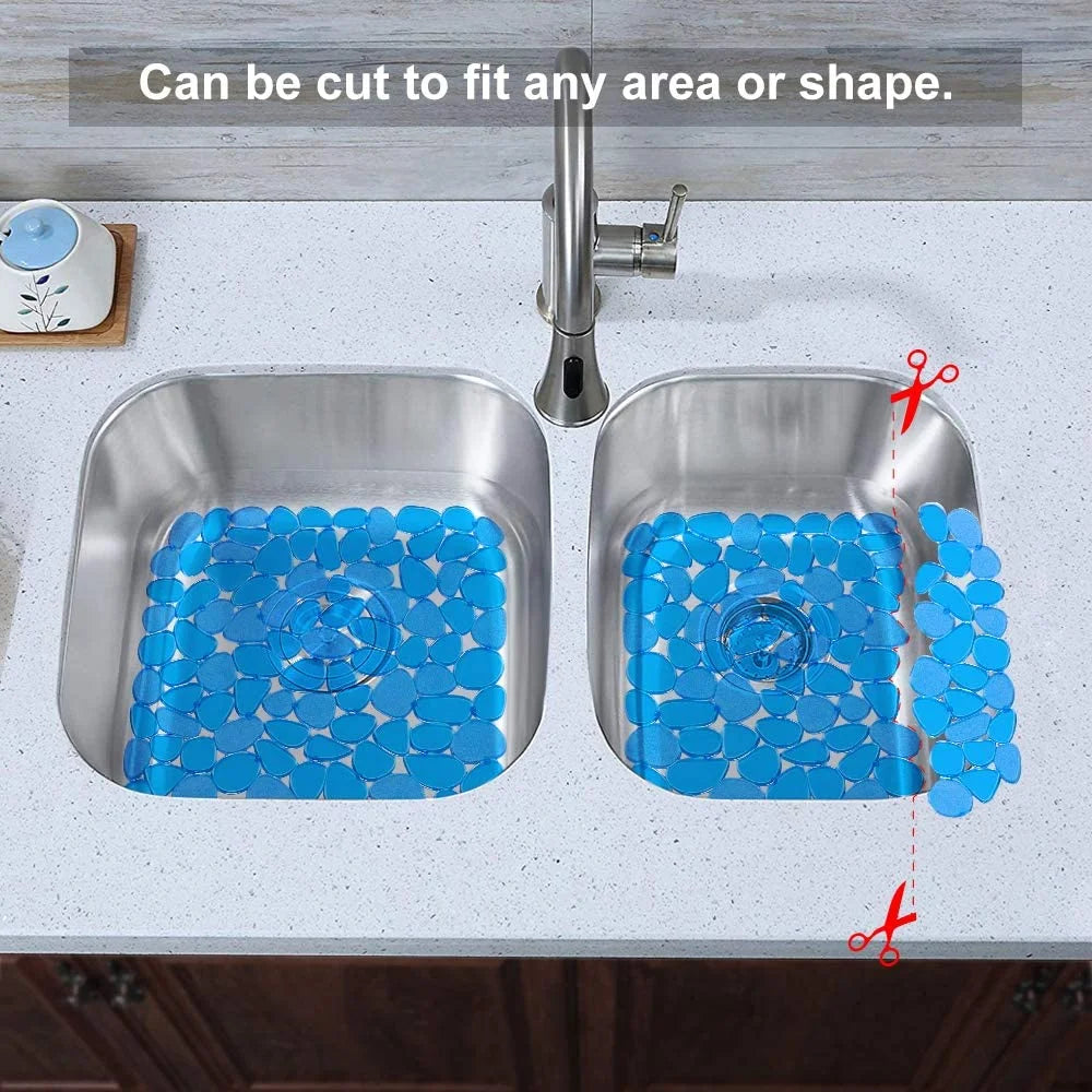 Bligli Pebble Sink Mat 2-Pack - PVC Kitchen Protector for Stainless Steel/Ceramic Dish Drying Mat for Dishes 15.7" x 11.8" Blue – Durable Stainless Steel Construction for Simple Storage and Daily Tasks