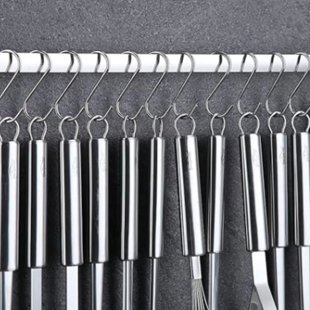Kitchen Utensils Set 38 Pieces Stainless Steel Cooking Utensils Set Kitchen Gadgets Cookware Kitchen Tool Set with Utensil Holder Rack And Hooks For Hanging Dishwasher Suitable – Space-Saving Hanging Design for Simple Storage and Daily Tasks