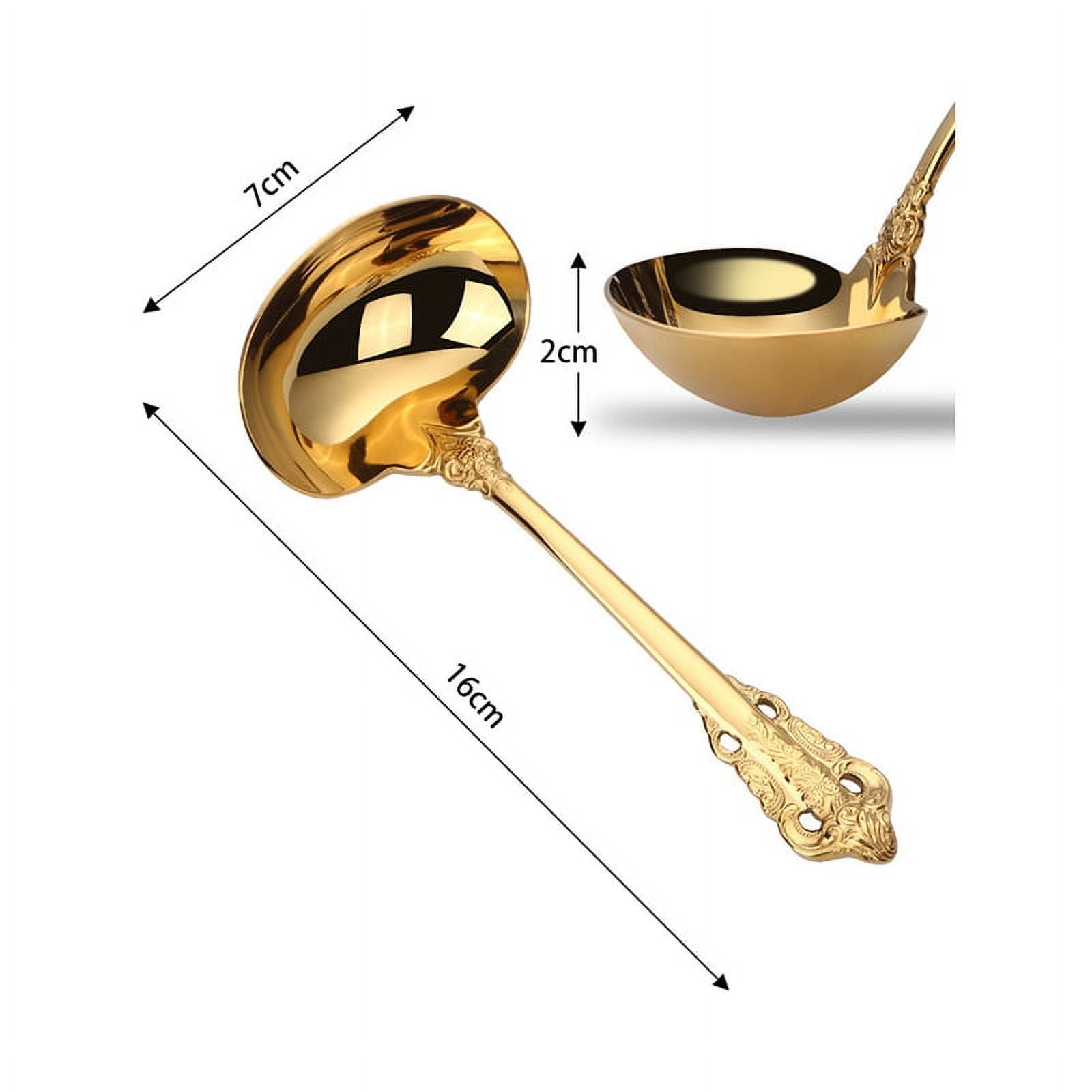 304 Stainless Steel Soup Ladle Cooking Tool Kitchen Gold Plated Spoon – Durable Stainless Steel Construction for Simple Storage and Daily Tasks