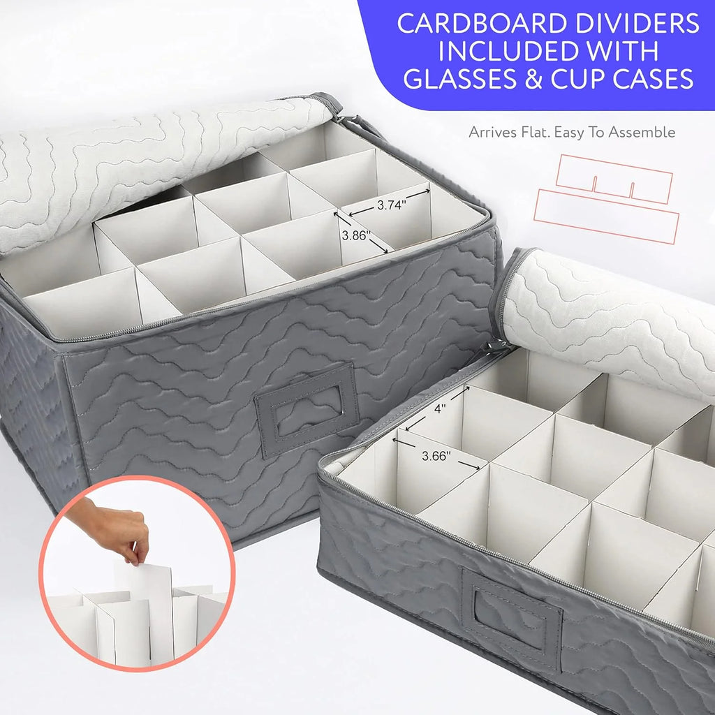 China Storage Containers - Quilted 6-Piece Set Storage Box- Stores Chinaware Stemware Dinnerware Dish Storage Service for 12 48 Pcs Felt Protectors Cardboard Dividers Included – Convenient Multi-Piece Set for Simple Storage and Daily Tasks