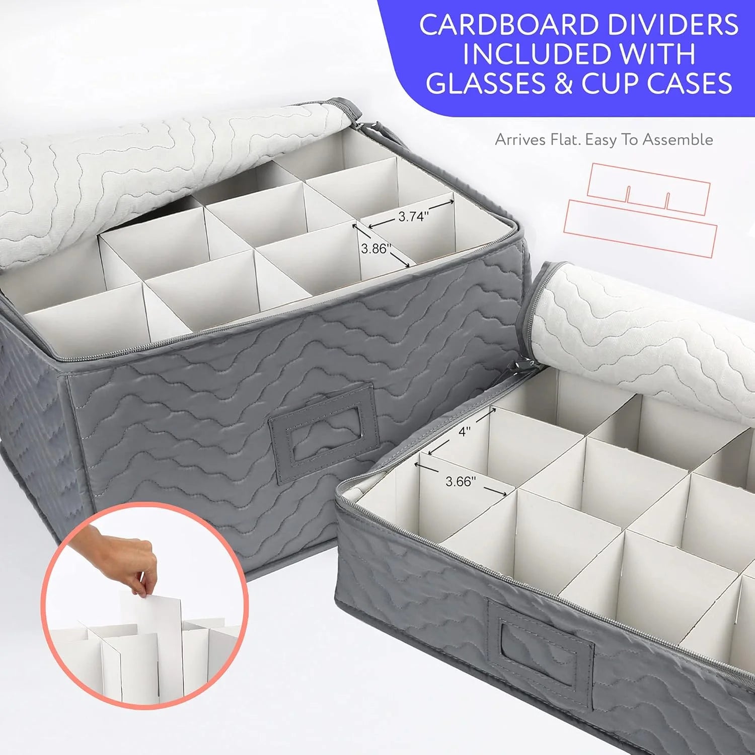China Storage Containers - Quilted 6-Piece Set Storage Box- Stores Chinaware Stemware Dinnerware Dish Storage Service for 12 48 Pcs Felt Protectors Cardboard Dividers Included – Convenient Multi-Piece Set for Simple Storage and Daily Tasks