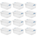 15 Qt Latching Storage Box Stackable Bin with Latch Lid Plastic Container to Organize Closet Shelf Clear with White Lid 12-Pack – Everyday Household Format for Simple Storage and Daily Tasks