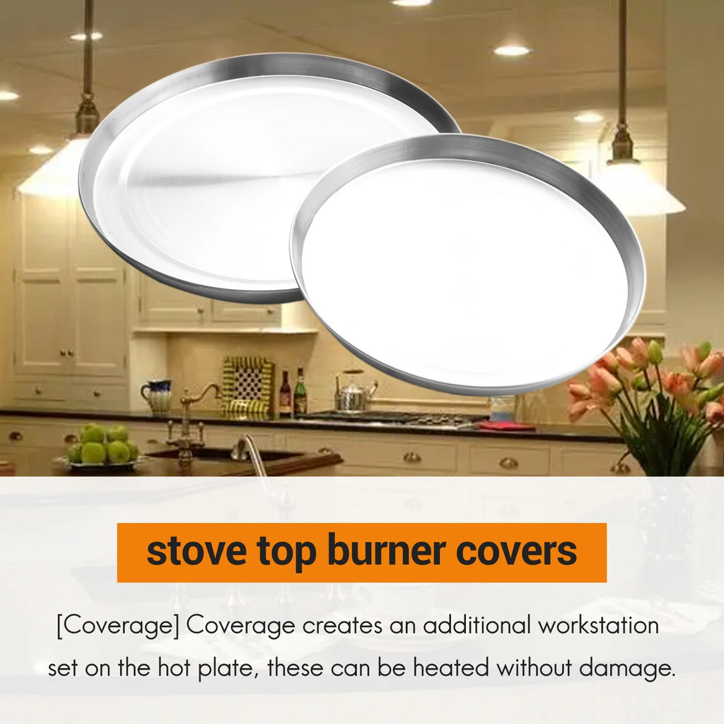 4Pcs Stainless Steel Hob Covers Stove Plate Top Cooker Protector Kit Set Utensils 17/21CM Kitchen Accessories – Durable Stainless Steel Construction for Simple Storage and Daily Tasks