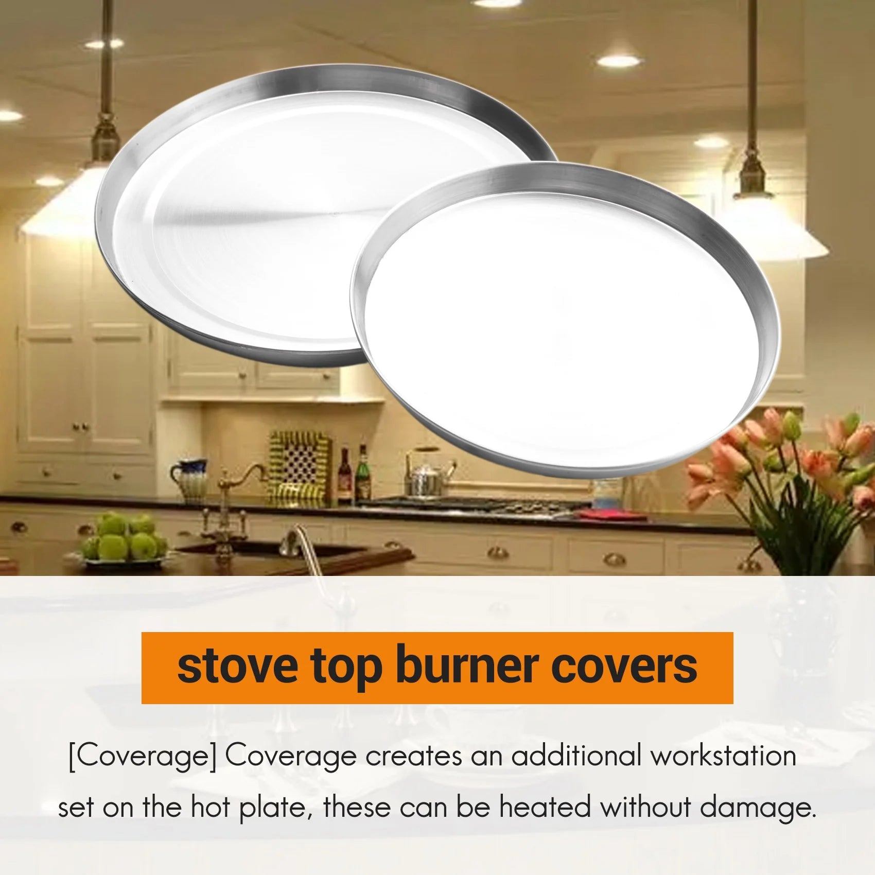 4Pcs Stainless Steel Hob Covers Stove Plate Top Cooker Protector Kit Set Utensils 17/21CM Kitchen Accessories – Durable Stainless Steel Construction for Simple Storage and Daily Tasks