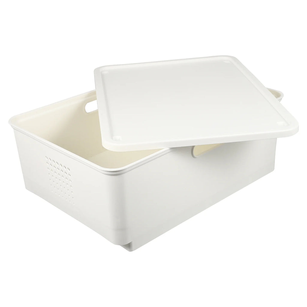 Japanese Storage Box Kitchen Shelves Basket Containers with Lids White – Everyday Household Format for Simple Storage and Daily Tasks