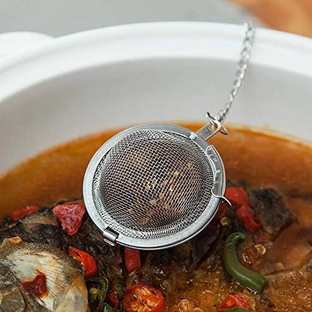 3pcs Stainless steel fine mesh seasoning ball kitchen soup spice stew filter kitchen tool metal tea bag tea ball (3pcs Round Shape),Silver,5cm/6cm/7cm – Durable Stainless Steel Construction for Simple Storage and Daily Tasks