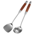Stainless Steel for Carbon Steel Stainless Steel Wok Metal Wok Tools Set Wooden Handle Soup Ladle – Convenient Carry Handles for Simple Storage and Daily Tasks