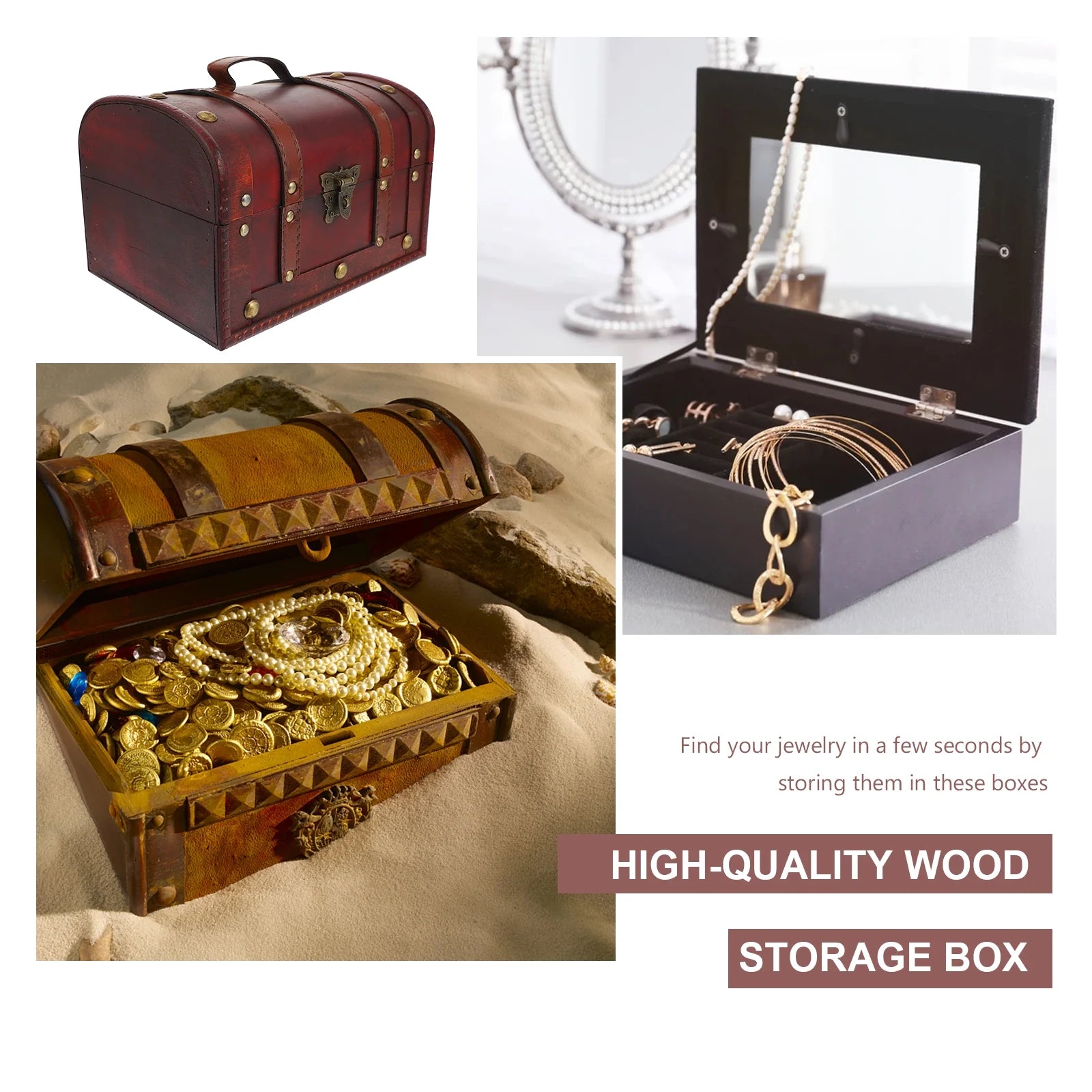 Vintage Storage Container Antique Decorative Boxes with Lids Travel – Secure Lid Design for Simple Storage and Daily Tasks