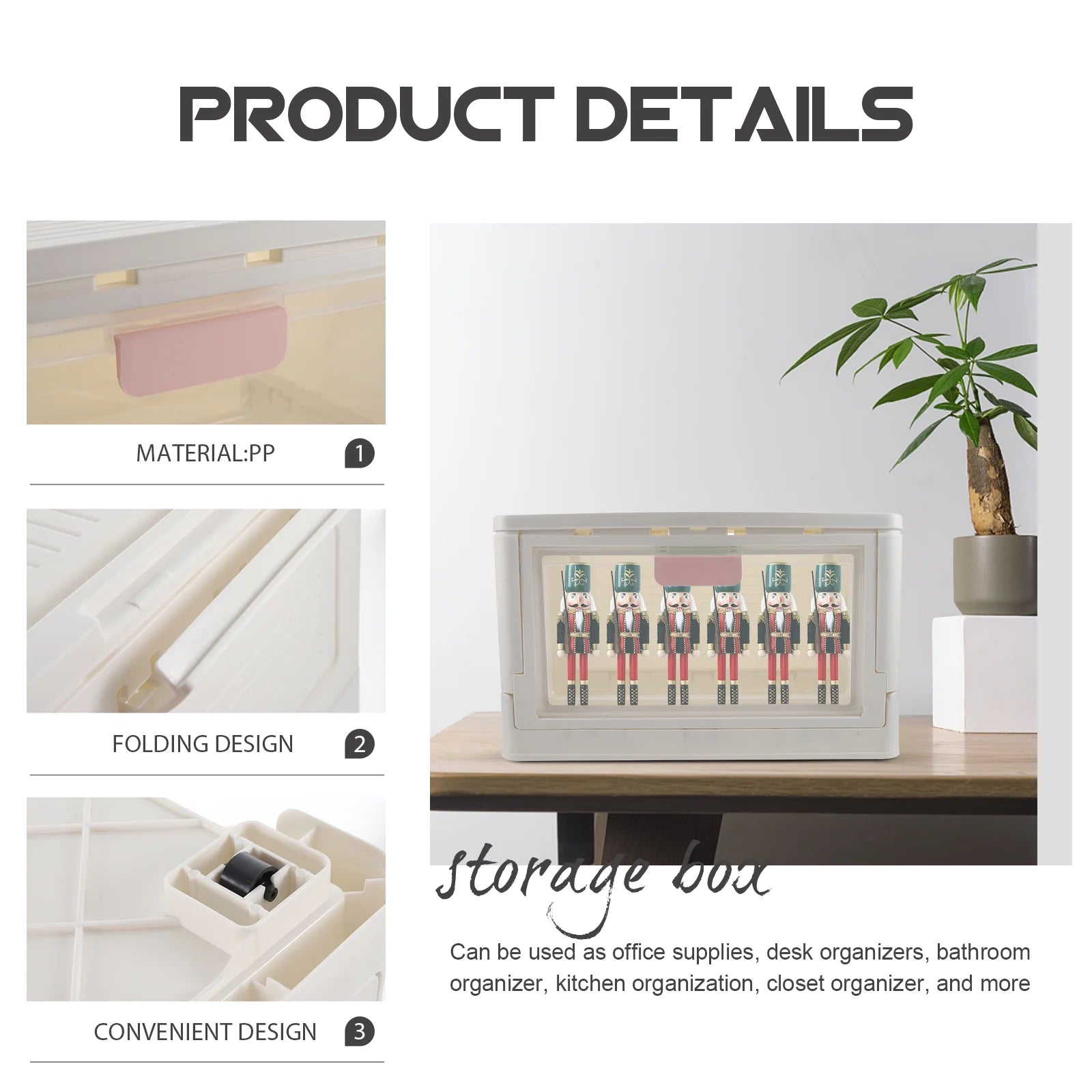 Storage Bins Boxes with Lids Heavy Duty Collapsible Crate Pink – Foldable Space-Saving Design for Simple Storage and Daily Tasks