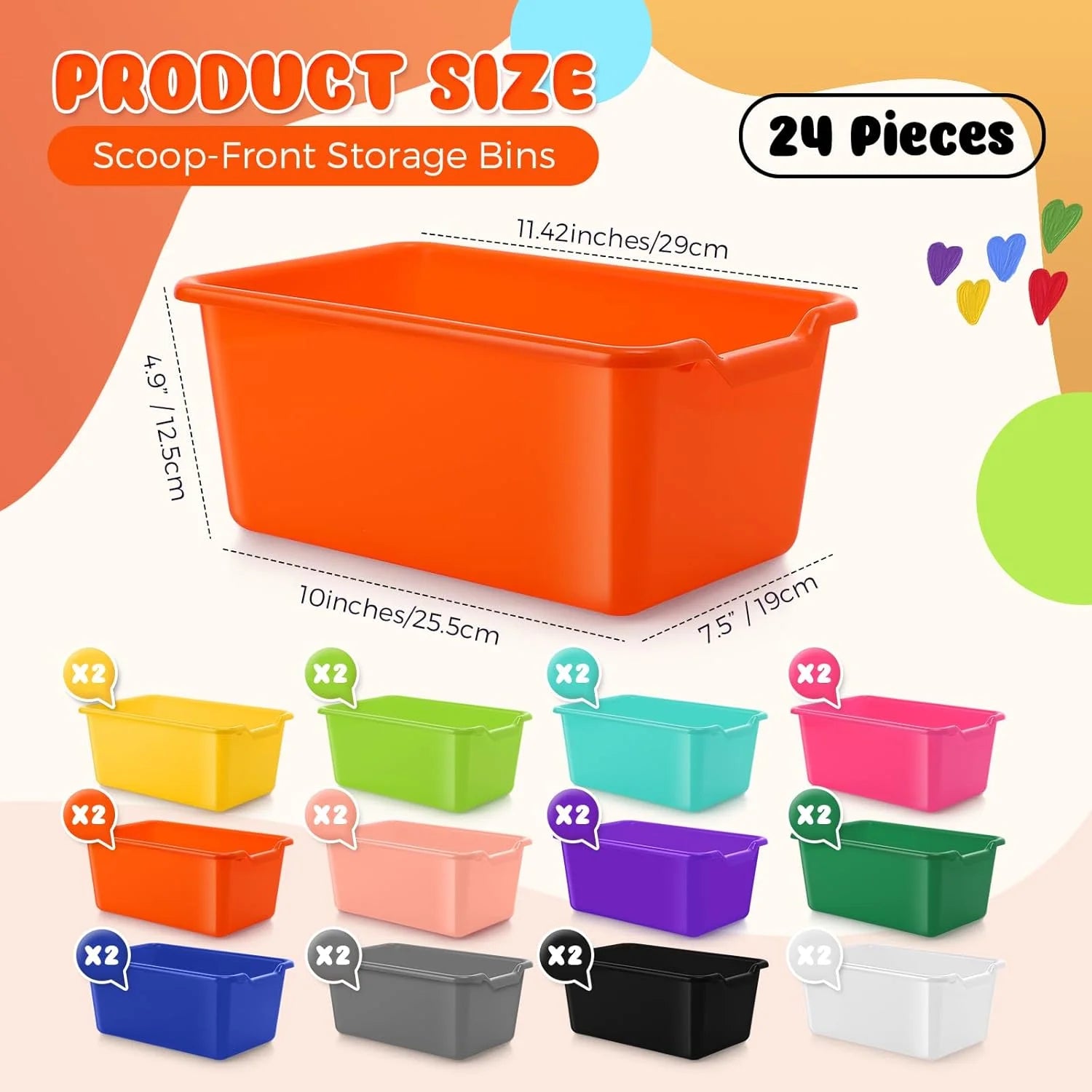 24 Pcs Plastic Cubby Bins Classroom Cubby Organization Book Bins for Classroom Bulk Toy Storage Baskets Stackable Assorted Colors Storage Containers for Home Office School Nursery Playroom – Stackable Organization for Simple Storage and Daily Tasks