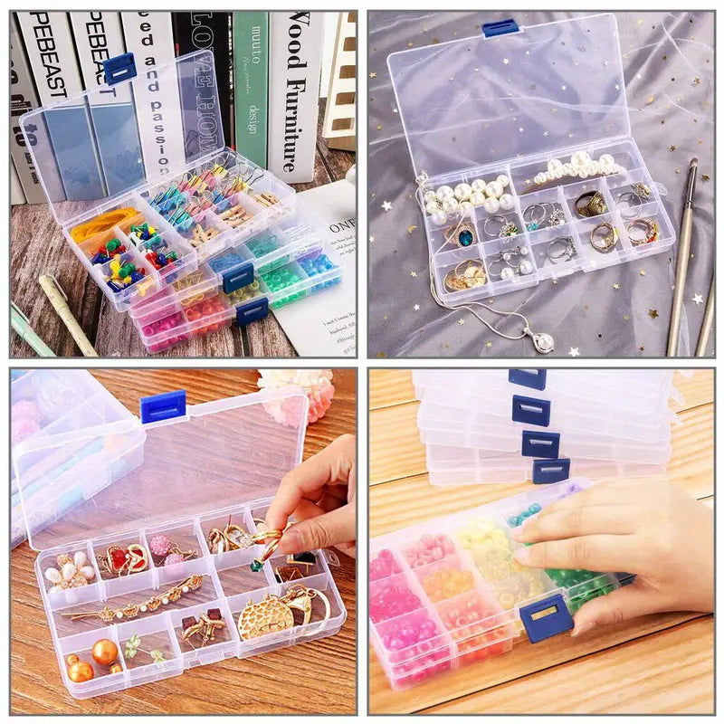 [Clear Jewelry Box] 6pcs Clear Jewelry Box | Plastic Bead Storage Craft Container Earrings Organizer – Clear-View Organization for Simple Storage and Daily Tasks