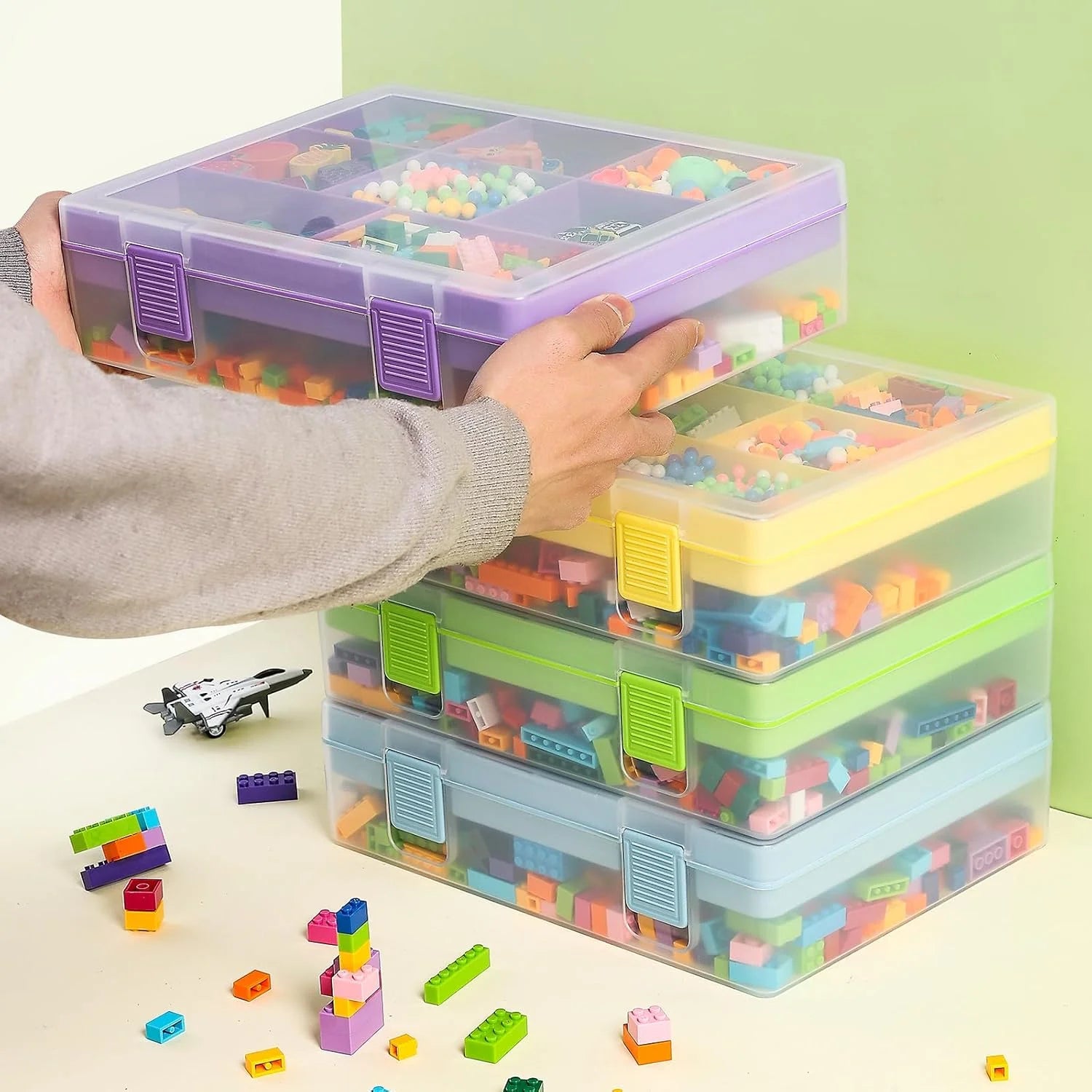Douorgan Toy Storage Organizer for Lego Stackable Organizer Bins Portable Organizer Containers Storage Box Plastic Case for Bead Bracelet Making DIY Jewelry Nail Charms (Blue) – Stackable Organization for Simple Storage and Daily Tasks