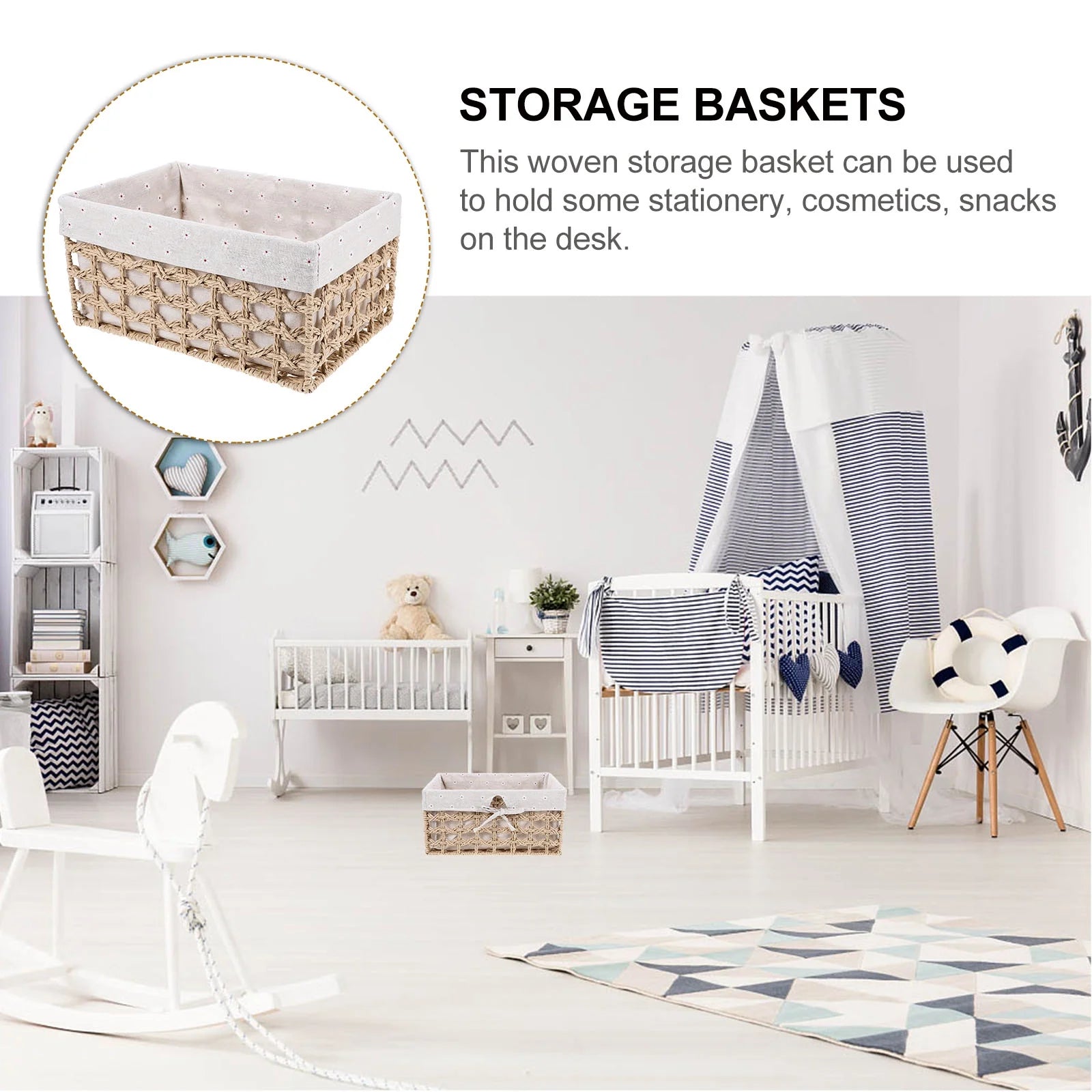 Rustic Storage Bins Grass Basket Cube Boxes with Lids Fabric Toy Sundries – Everyday Household Format for Simple Storage and Daily Tasks