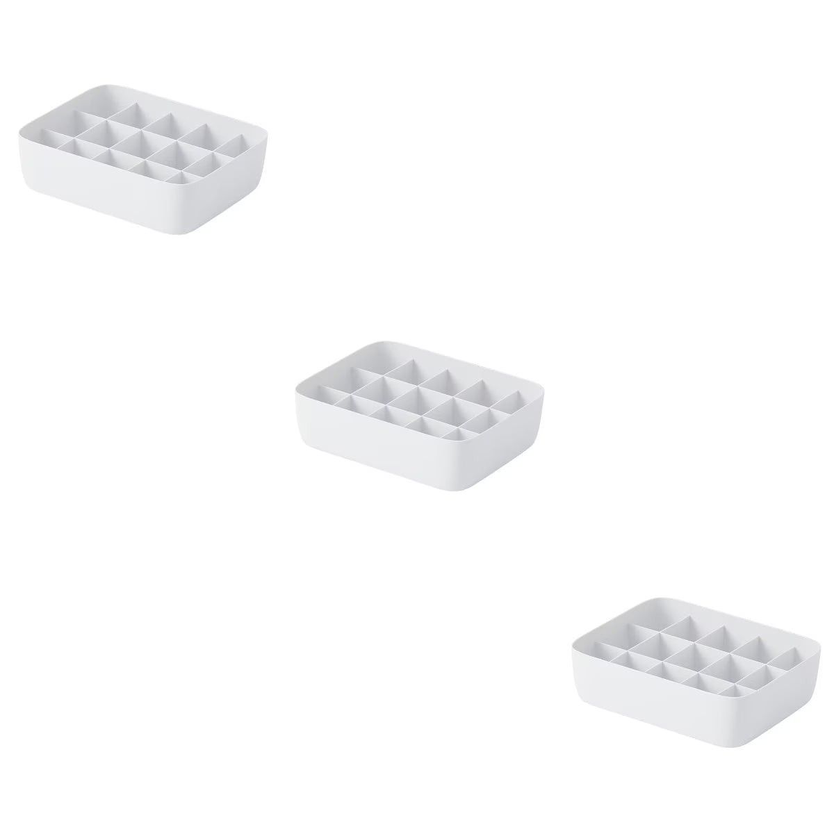 3pcs Underwear Storage Box Plastic Storage Basket Stackable Storage Container with 15-Compartment Divider for Bra Panties Socks(White) – Everyday Household Format for Simple Storage and Daily Tasks