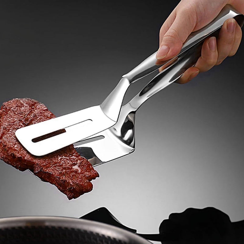 Stainless Steel Double-Sided Shovel Clip Stainless Steel Spatula Kitchen Tongs,Grill Clamp Flipping Spat – Durable Stainless Steel Construction for Simple Storage and Daily Tasks