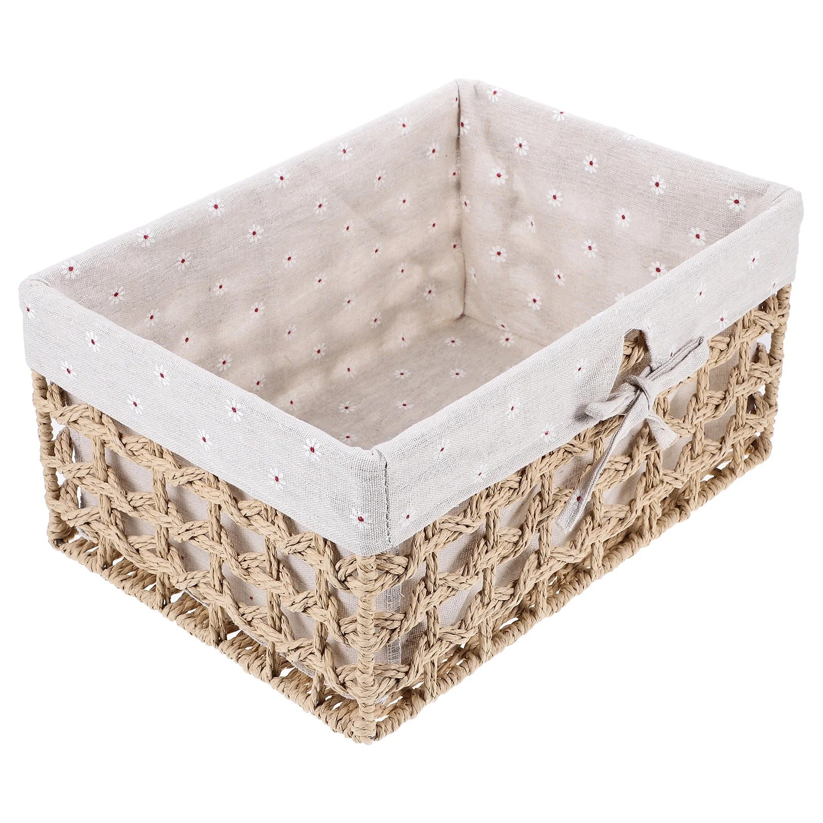 Rustic Storage Bins Grass Basket Cube Boxes with Lids Fabric Toy Sundries – Everyday Household Format for Simple Storage and Daily Tasks