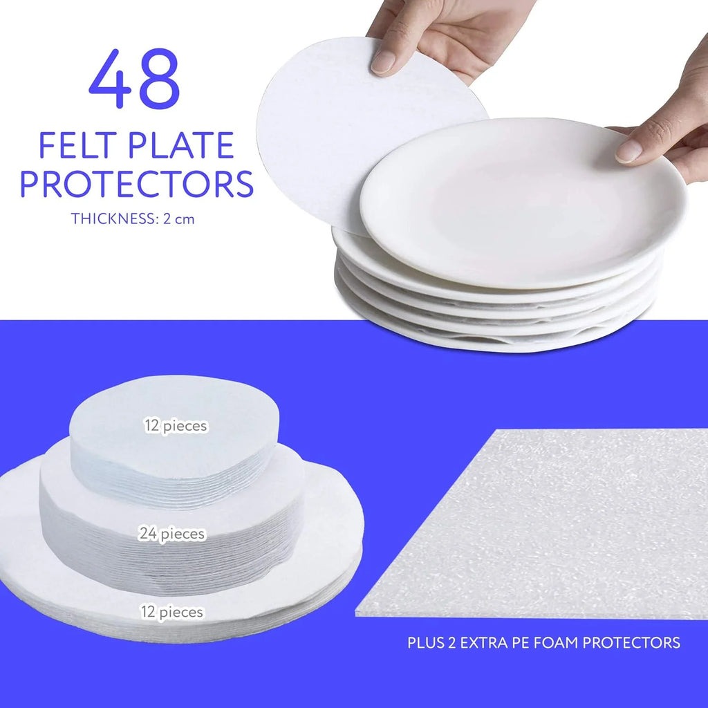 China Storage Containers - Quilted 6-Piece Set Storage Box- Stores Chinaware Stemware Dinnerware Dish Storage Service for 12 48 Pcs Felt Protectors Cardboard Dividers Included – Convenient Multi-Piece Set for Simple Storage and Daily Tasks