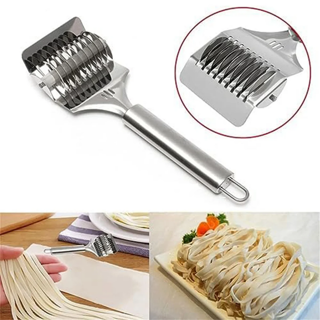 High Grade Stainless Steel Noodle Lattice Roller Dough Cutter for Kitchen Cooking Tools – Durable Stainless Steel Construction for Simple Storage and Daily Tasks