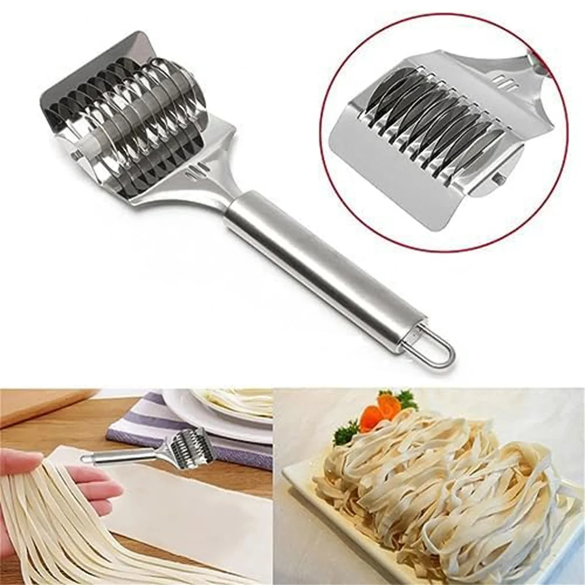 High Grade Stainless Steel Noodle Lattice Roller Dough Cutter for Kitchen Cooking Tools – Durable Stainless Steel Construction for Simple Storage and Daily Tasks