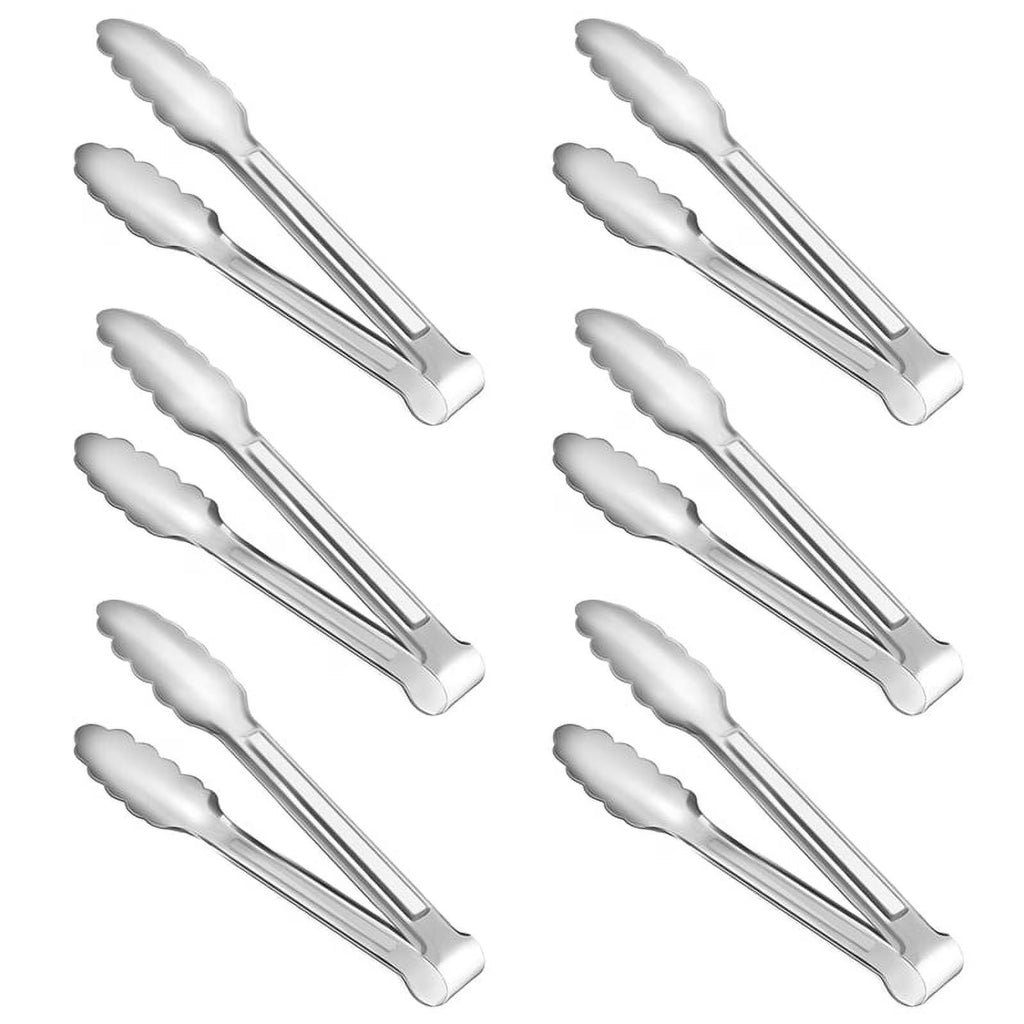 Unbranded 6 Pack Serving Tongs 7 Inch Stainless Steel Food Tongs for Salad Buffet Catering – Durable Stainless Steel Construction for Simple Storage and Daily Tasks