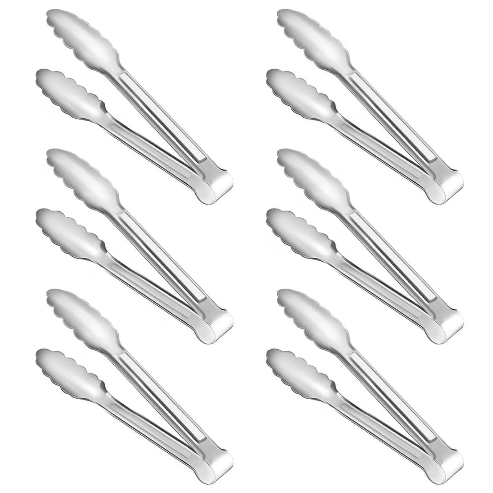 Unbranded 6 Pack Serving Tongs 7 Inch Stainless Steel Food Tongs for Salad Buffet Catering – Durable Stainless Steel Construction for Simple Storage and Daily Tasks