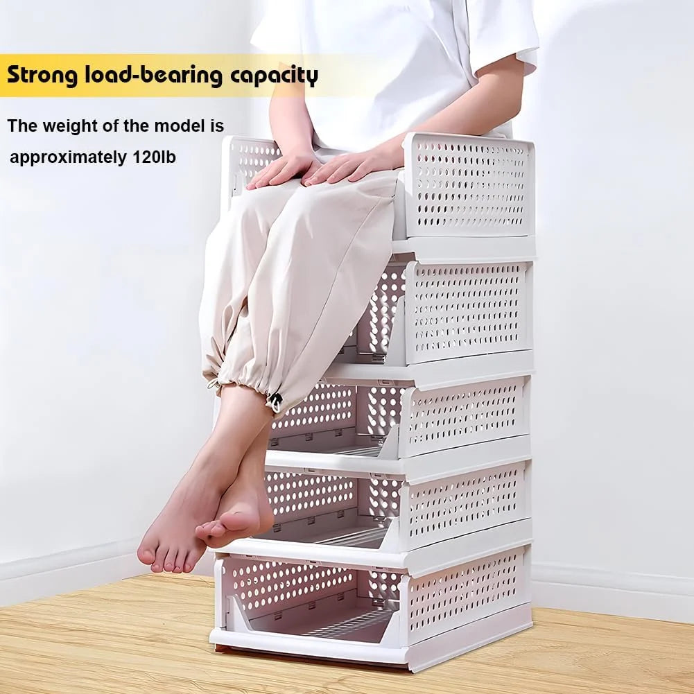 5 Pack Stackable Closet Storage Box,Closet Shelf Organizer and Storage Plastic Drawer Storage,Wardrobe Organizer Closet Organizers Storage Box for Cupboard Kitchen Office(5L) – Stackable Organization for Simple Storage and Daily Tasks