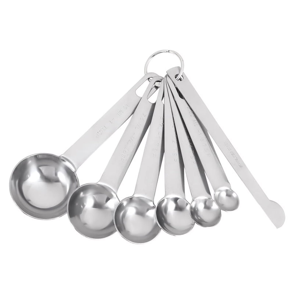 Stainless Steel Measuring Spoons Cups Set Small Tablespoon Teaspoons Set 6 with Bonus C4662 – Durable Stainless Steel Construction for Simple Storage and Daily Tasks