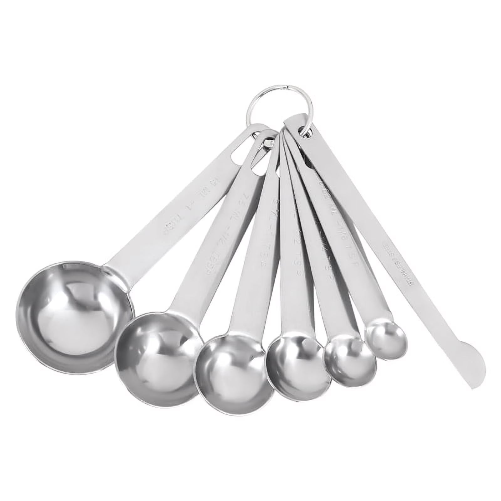 Stainless Steel Measuring Spoons Cups Set Small Tablespoon Teaspoons Set 6 with Bonus C4662 – Durable Stainless Steel Construction for Simple Storage and Daily Tasks