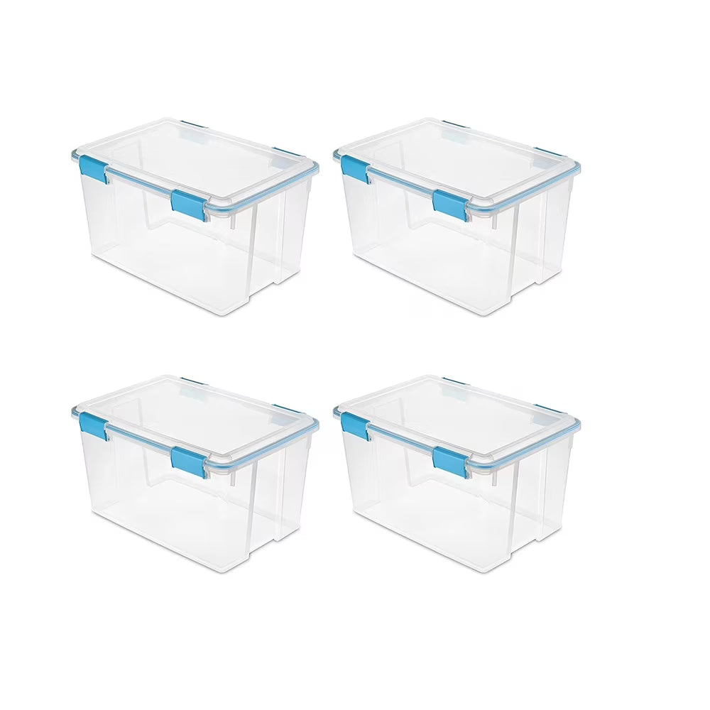4-Pack 54 Qt Stackable Clear Storage Bins with Durable Latching Lids Space-Saving Sturdy Storage Box For Home Office Organization Clear Base and Lid – Stackable Organization for Simple Storage and Daily Tasks