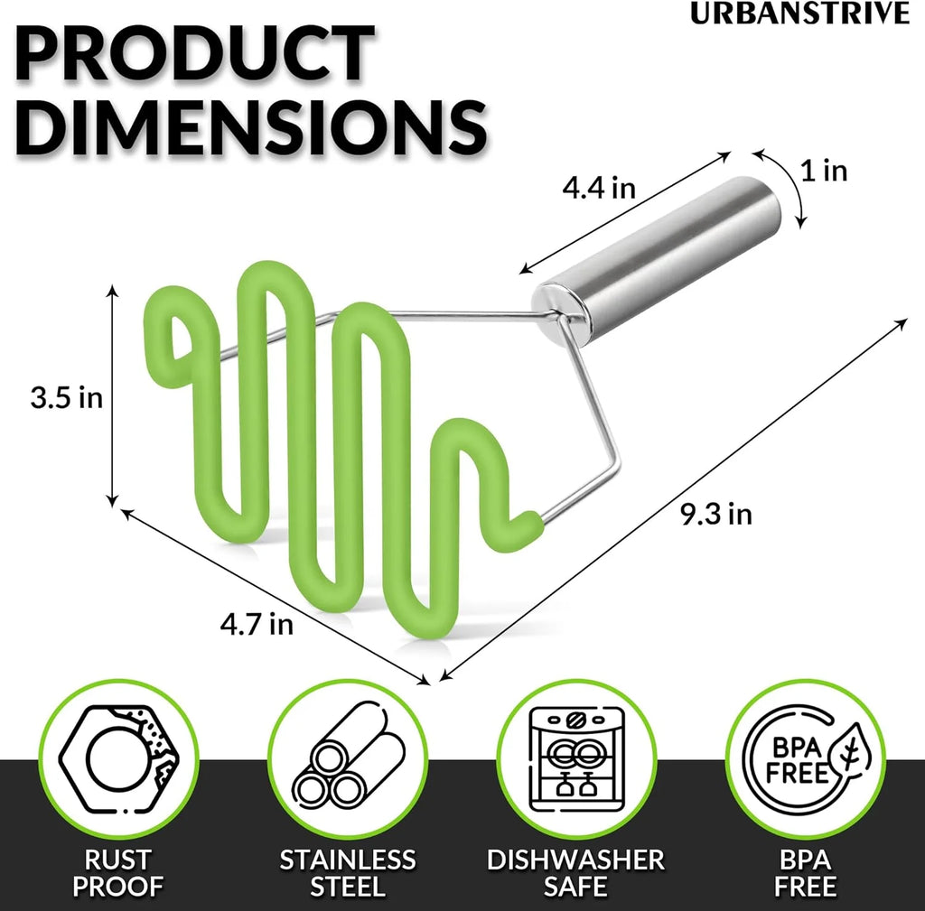Non-Scratch Silicone Potato Masher Kitchen Tool Potatoes Masher Potato Masher Stainless Steel Wrapped In Well-crafted Silicone Potato Smasher – Durable Stainless Steel Construction for Simple Storage and Daily Tasks