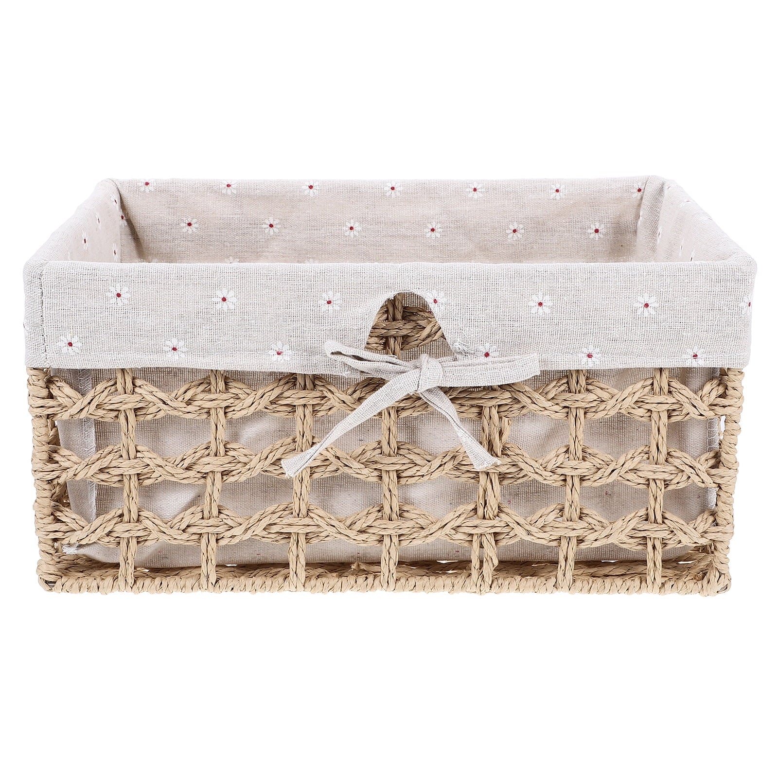 Rustic Storage Bins Grass Basket Cube Boxes with Lids Fabric Toy Sundries – Everyday Household Format for Simple Storage and Daily Tasks