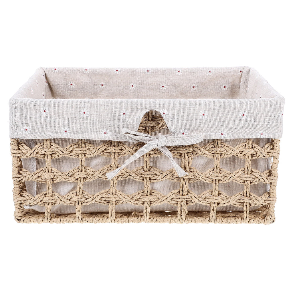 Rustic Storage Bins Grass Basket Cube Boxes with Lids Fabric Toy Sundries – Multiroom Organization Format for Simple Storage and Daily Tasks