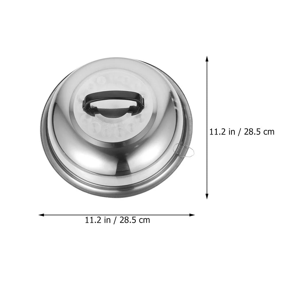unbranded 2Pcs Stainless Steel Pot Covers 28.5cm Pot Lids Kitchen Accessories (Silver) – Durable Stainless Steel Construction for Simple Storage and Daily Tasks
