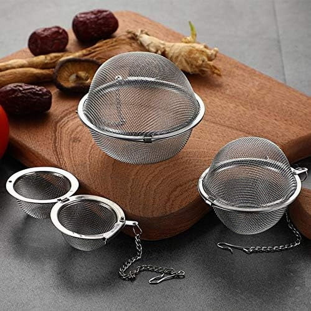 3pcs Stainless steel fine mesh seasoning ball kitchen soup spice stew filter kitchen tool metal tea bag tea ball (3pcs Round Shape),Silver,5cm/6cm/7cm – Durable Stainless Steel Construction for Simple Storage and Daily Tasks