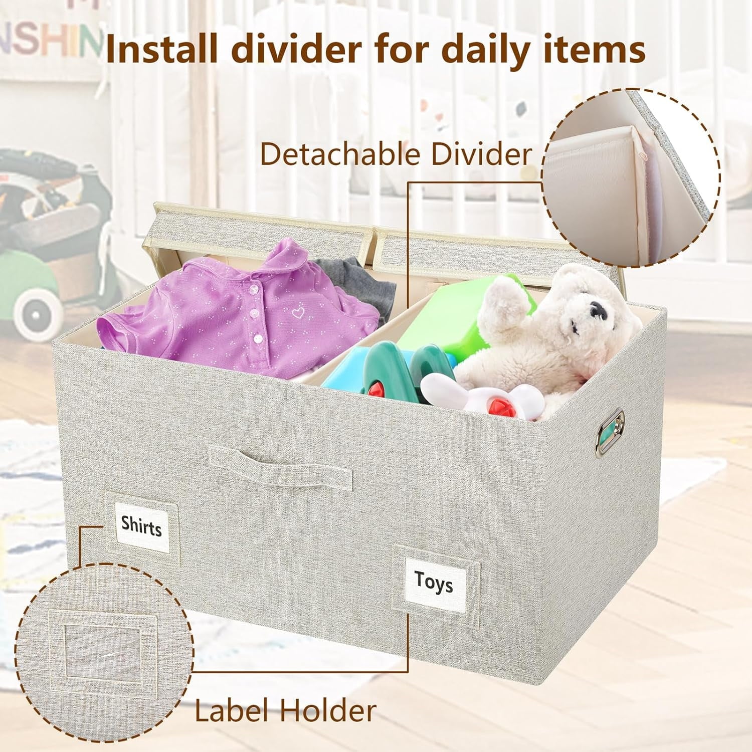 Large 17" 36 Quart Collapsible Stackable Storage Bins with Lids 3 Packs White Linen Fabric Closet Boxes with Lids Storage Cube Baskets Container Organizers for Bedroom Office(17 x12 x11) – Everyday Household Format for Simple Storage and Daily Tasks