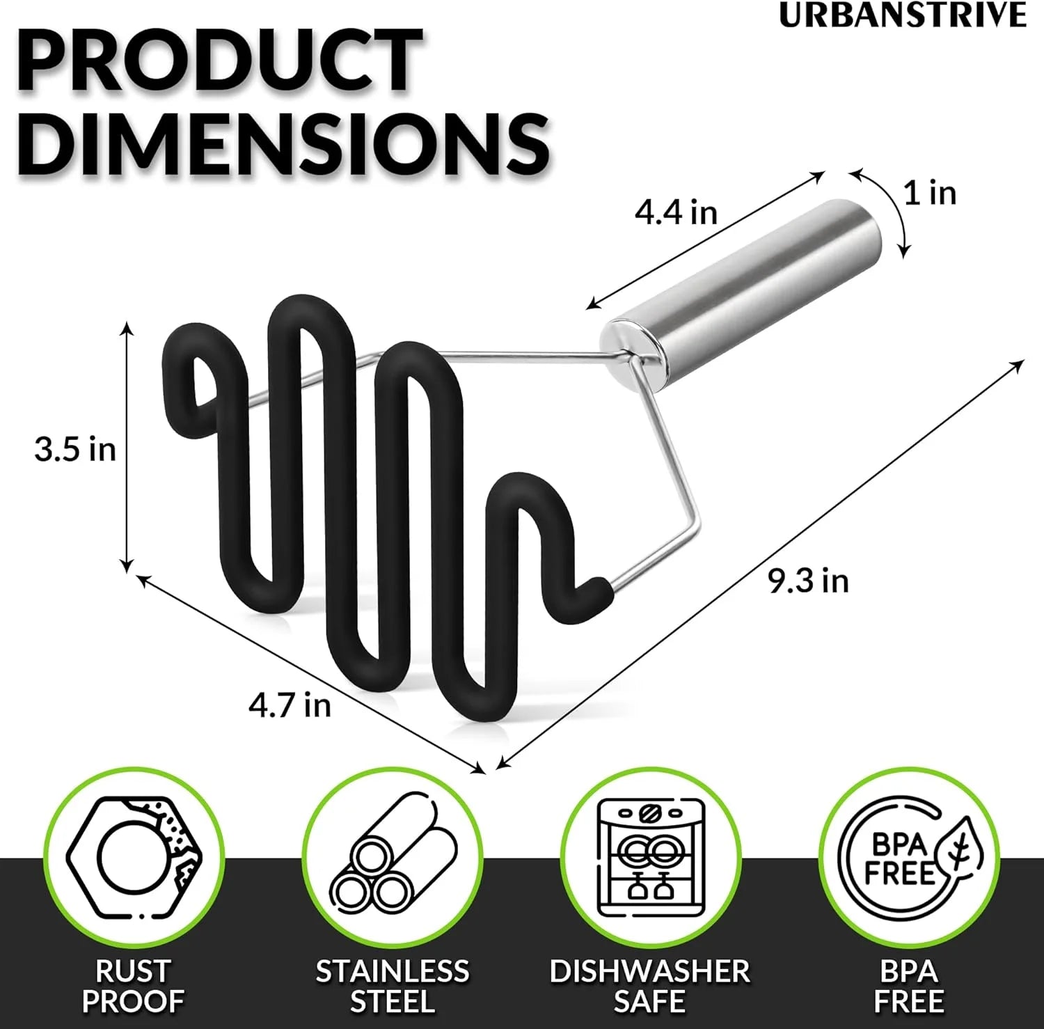 Non-Scratch Silicone Potato Masher Kitchen Tool Potatoes Masher Potato Masher Stainless Steel Wrapped In Well-crafted Silicone Potato Smasher Black – Durable Stainless Steel Construction for Simple Storage and Daily Tasks