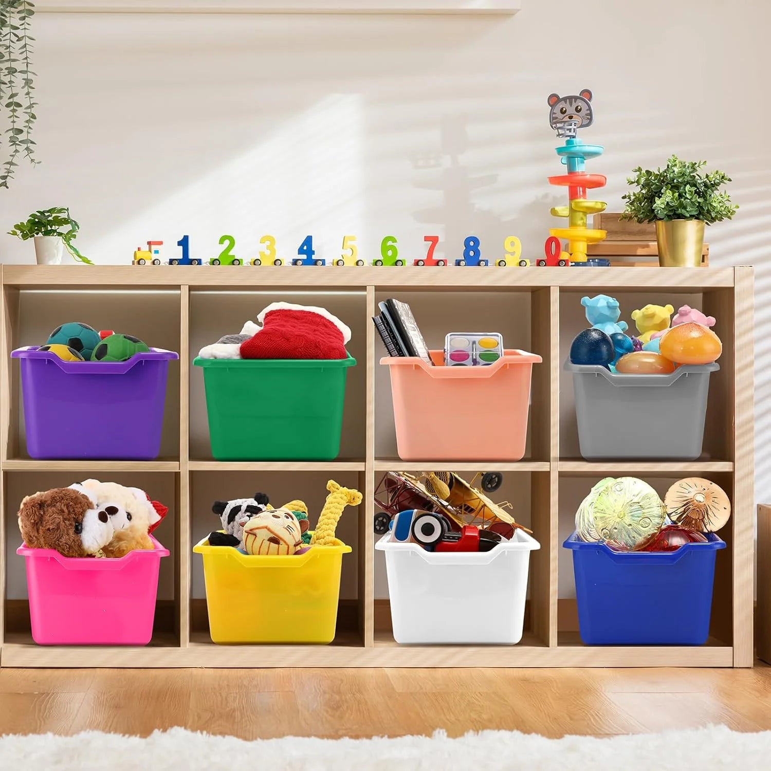 24 Pcs Plastic Cubby Bins Classroom Cubby Organization Book Bins for Classroom Bulk Toy Storage Baskets Stackable Assorted Colors Storage Containers for Home Office School Nursery Playroom – Stackable Organization for Simple Storage and Daily Tasks