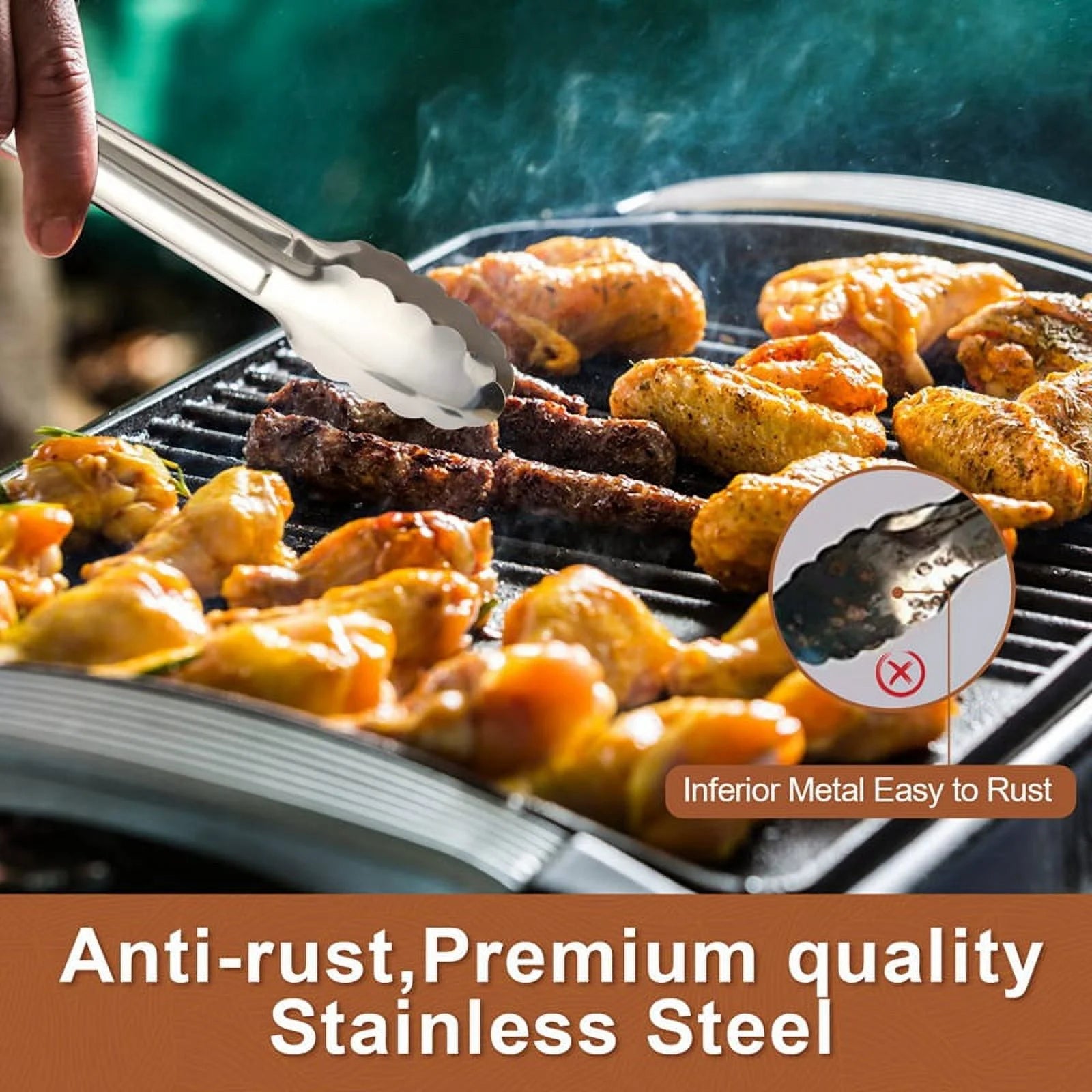 Unbranded 6 Pack Serving Tongs 7 Inch Stainless Steel Food Tongs for Salad Buffet Catering – Durable Stainless Steel Construction for Simple Storage and Daily Tasks
