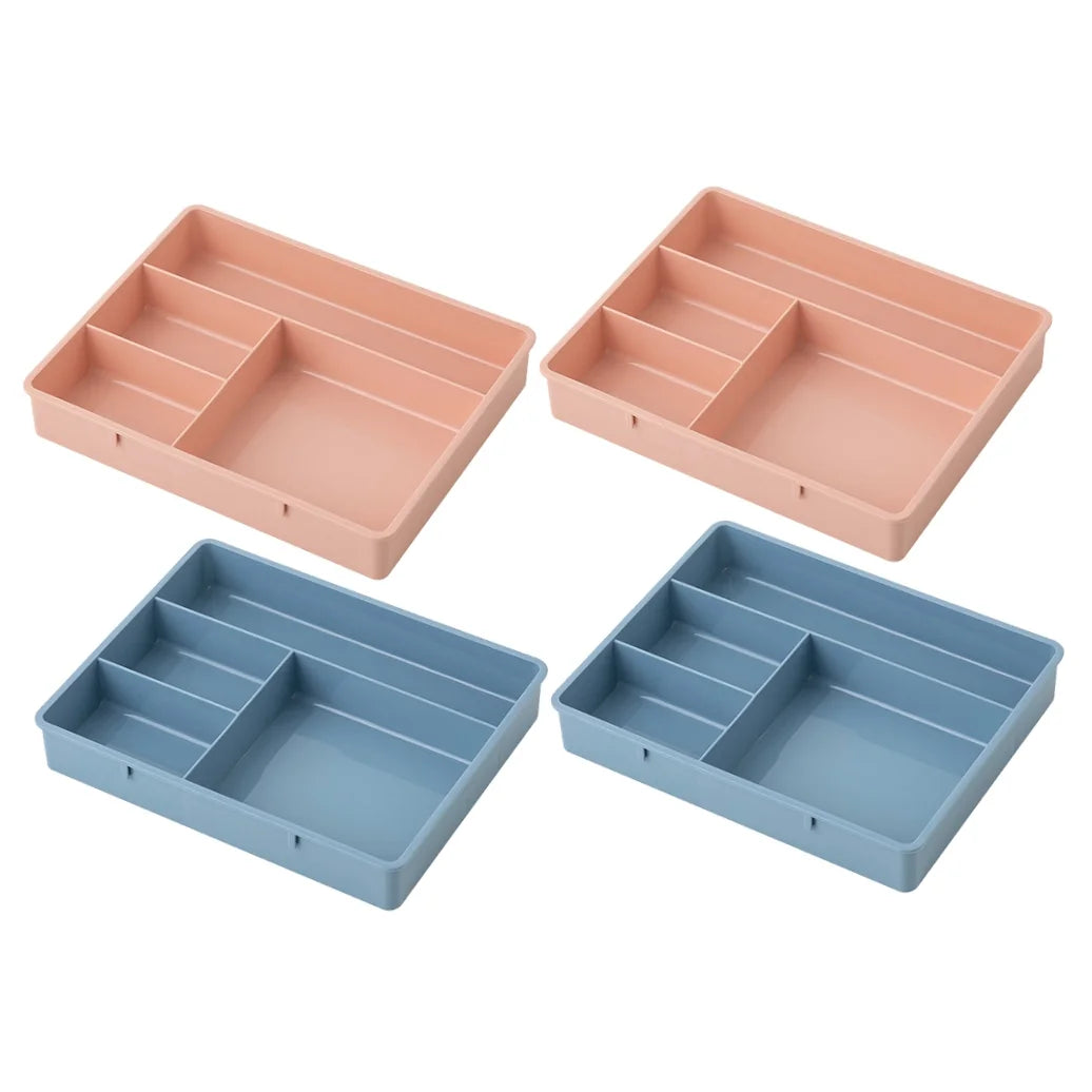 4 Pcs Office Storage Bins Drawers Four Grid Box Four-grid Compartment Case – Compartmented Organization for Simple Storage and Daily Tasks