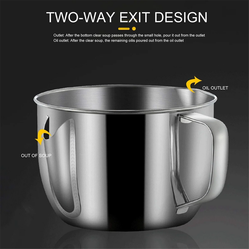 Stainless Steel Fat Separator 1L/4 Cup Gravy Grease with Strainer and Glass Lid Soup Oil Cup – Durable Stainless Steel Construction for Simple Storage and Daily Tasks