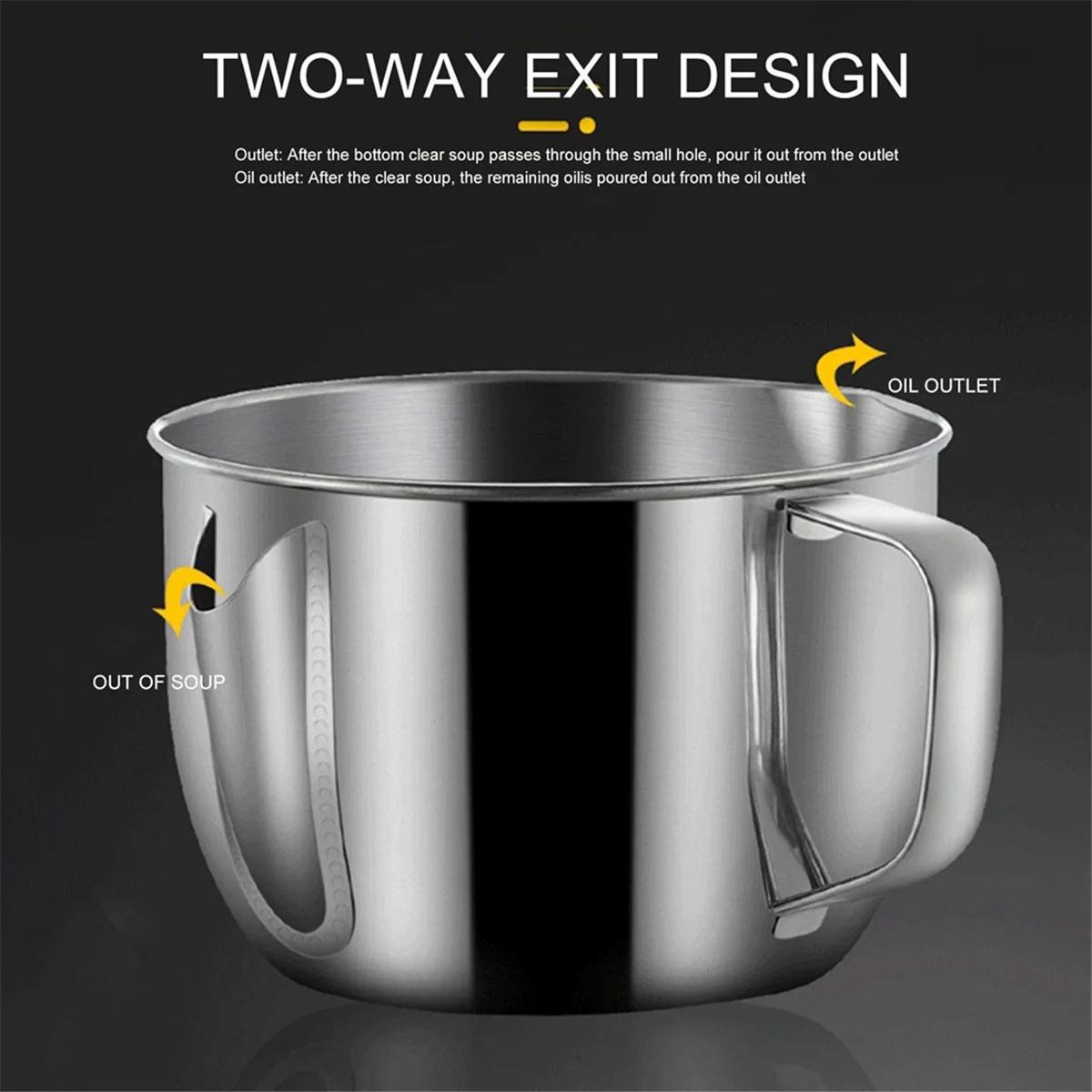 Stainless Steel Fat Separator 1L/4 Cup Gravy Grease with Strainer and Glass Lid Soup Oil Cup – Durable Stainless Steel Construction for Simple Storage and Daily Tasks