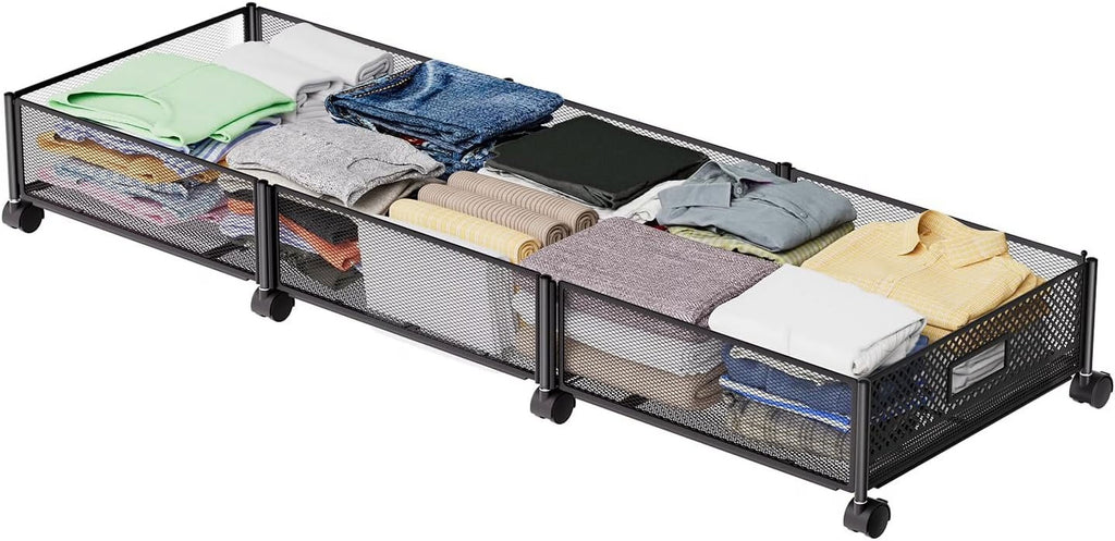 47.2'' Long Under Bed Storage on Wheels 57.6L Large Capacity Rolling Under the Bed Storage Containers Tool-Free Assembly Foldable Underbed Shoes Clothes Toy Drawers – Everyday Household Format for Simple Storage and Daily Tasks