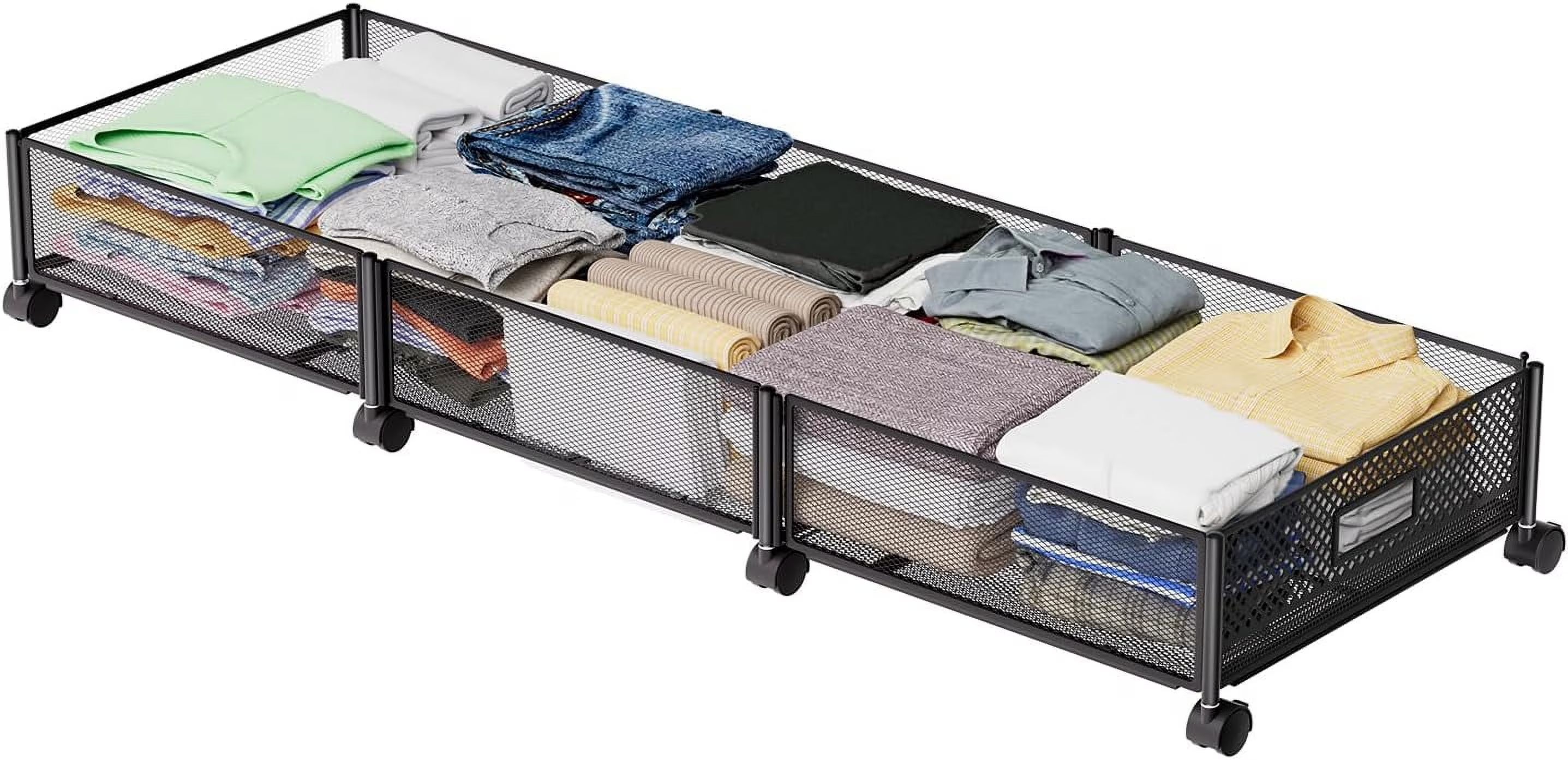 47.2'' Long Under Bed Storage on Wheels 57.6L Large Capacity Rolling Under the Bed Storage Containers Tool-Free Assembly Foldable Underbed Shoes Clothes Toy Drawers – Everyday Household Format for Simple Storage and Daily Tasks