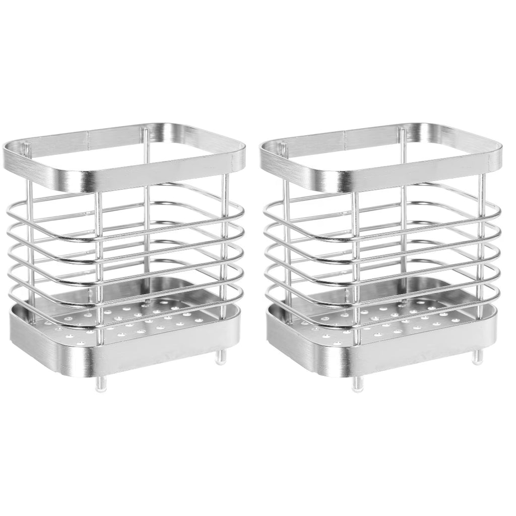 unbranded 2pcs Stainless Steel Cutlery Holder Kitchen Worktop Spoon Stand Space-saving Kitchen Utensil Holder – Durable Stainless Steel Construction for Simple Storage and Daily Tasks
