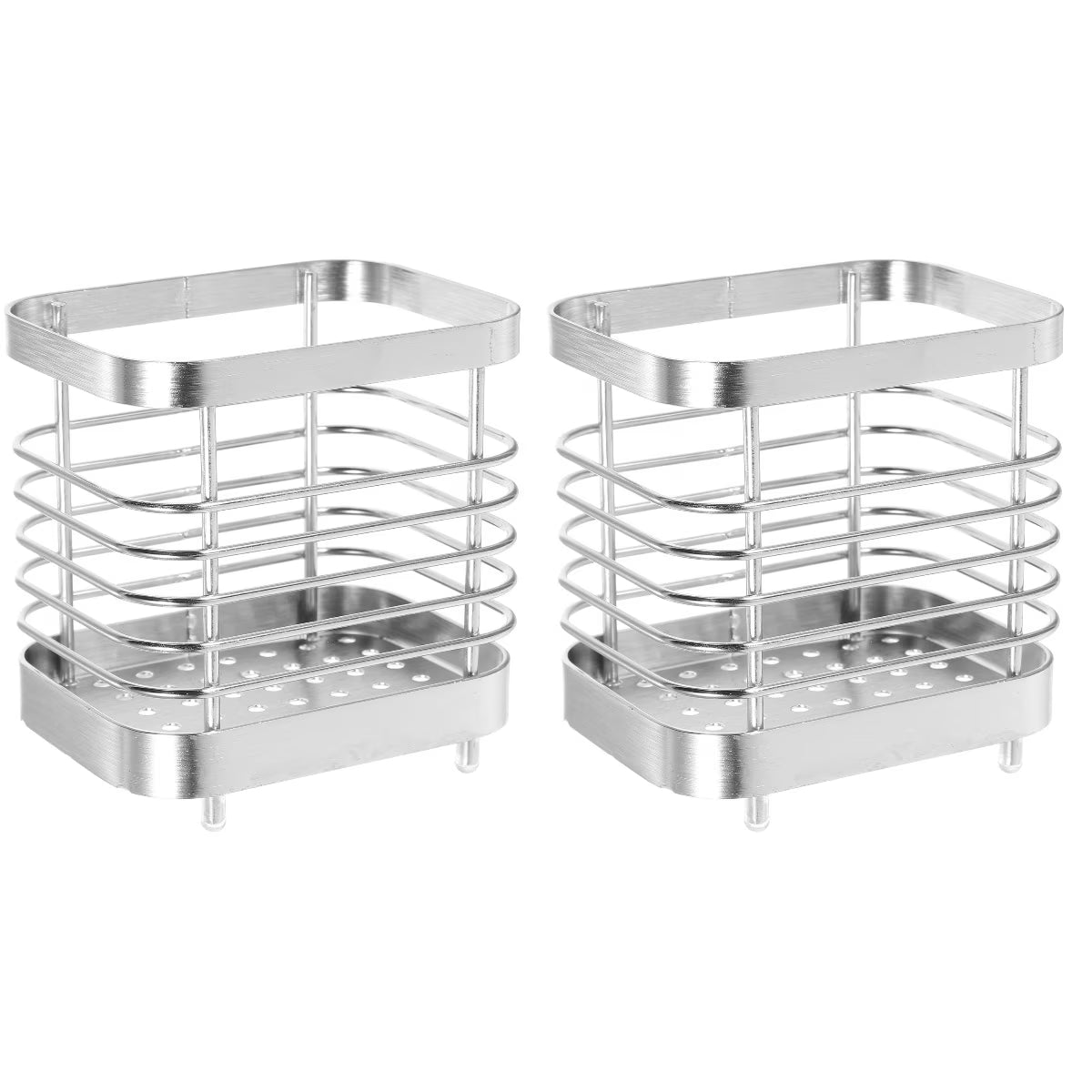 unbranded 2pcs Stainless Steel Cutlery Holder Kitchen Worktop Spoon Stand Space-saving Kitchen Utensil Holder – Durable Stainless Steel Construction for Simple Storage and Daily Tasks